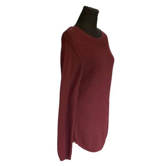 Lety & Me Purple Elbow Patch Loose Knit Cotton Blend Scoop Neck Sweater Size M - Picture 2 of 8